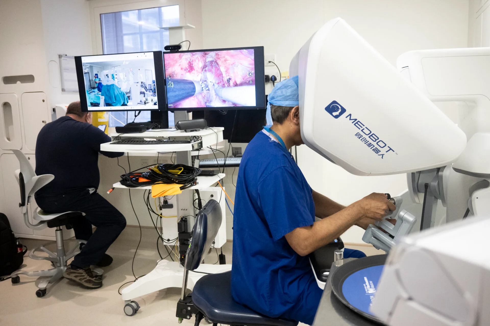 Professor Prokar Dasgupta operating from a robotic surgical console